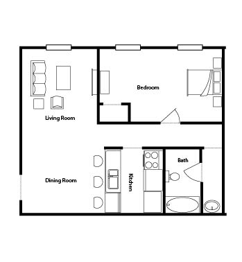 1 Bed 1 Bath Floor plan at The Commons of Inver Grove, Inver Grove Heights, Minnesota